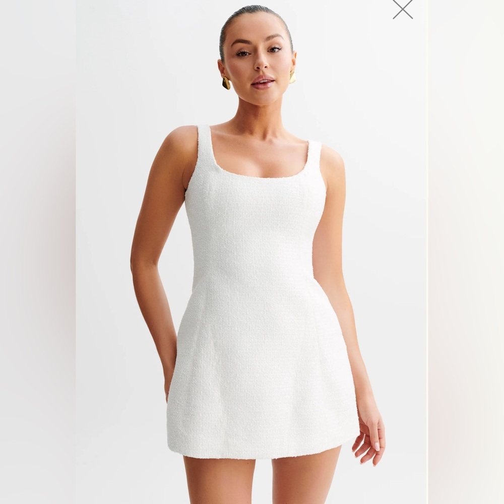 Meshki Beth Tweed Mini Dress - White Size L
